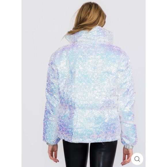 Sequin Embellished Puffer Jacket - Picture 4 of 4